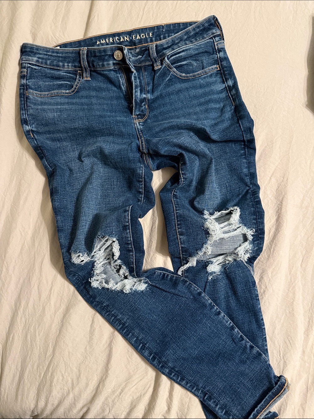American Eagle Outfitters Dark Blue Ripped Jegging Jeans